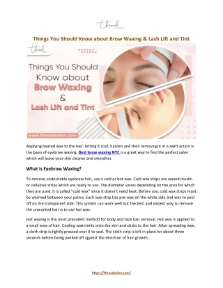Things You Should Know about Brow Waxing & Lash Lift and Tint