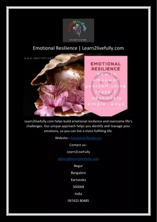 Emotional Resilience | Learn2livefully.com