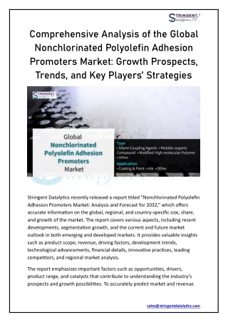 Nonchlorinated Polyolefin Adhesion Promoters Market