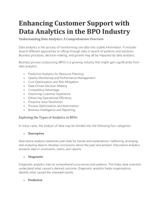 Enhancing Customer Support with Data Analytics in the BPO Industry