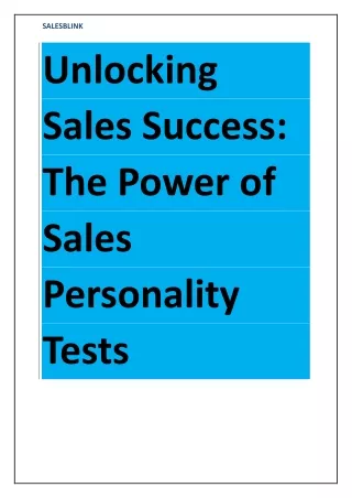 Unlocking Sales Success- The Power of Sales Personality Tests