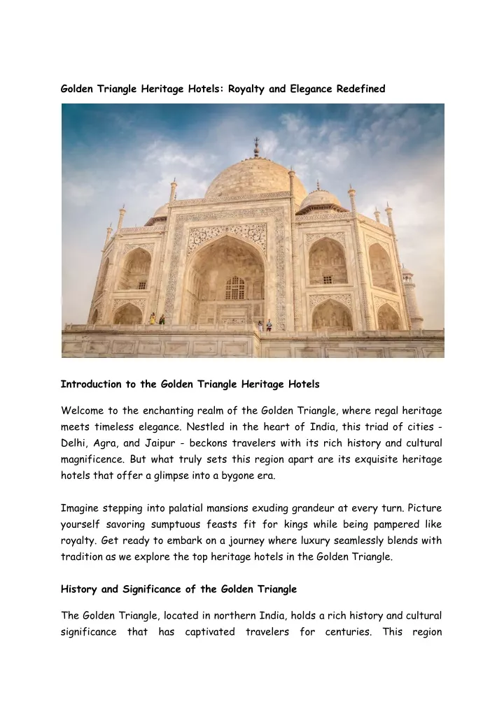 golden triangle heritage hotels royalty