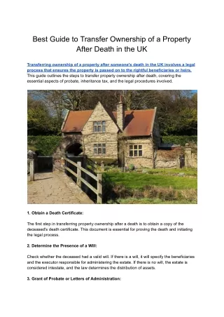 Best Guide to Transfer Ownership of a Property After Death in the UK