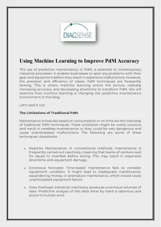 Using Machine Learning to Improve PdM Accuracy