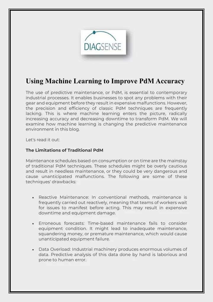 using machine learning to improve pdm accuracy