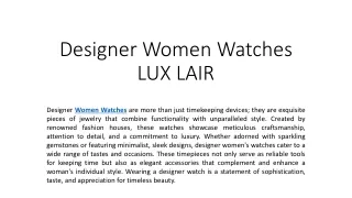 Designer Women Watches - LUX LAIR