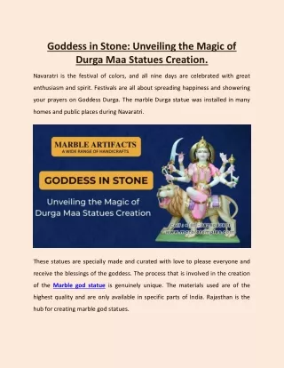 Goddess in Stone: Unveiling the Magic Behind of Durga Maa Statue Creation