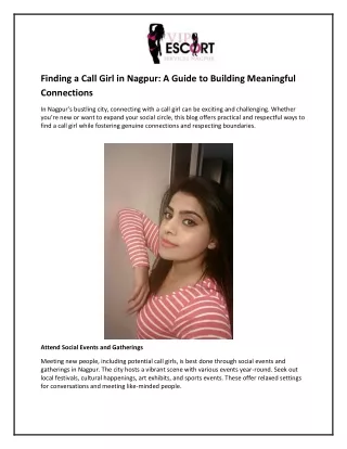 Finding a Call Girl in Nagpur: A Guide to Building Meaningful Connections