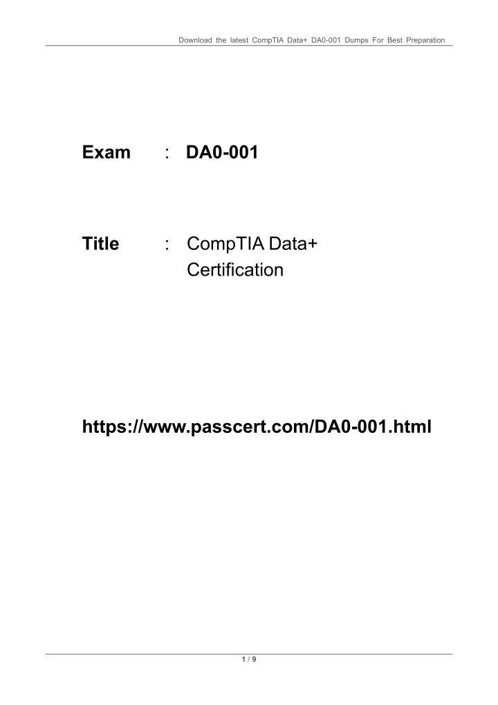 download the latest comptia data da0 001 dumps