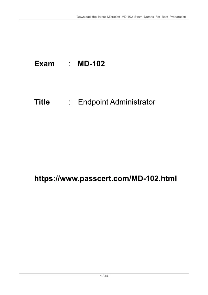download the latest microsoft md 102 exam dumps
