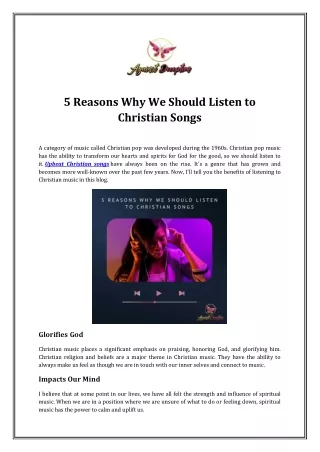 5 Reasons Why We Should Listen to Christian Songs