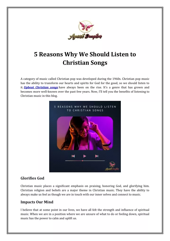 5 reasons why we should listen to christian songs