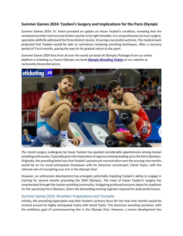 PPT Summer Games 2024 Yazdani's Surgery and Implications for the