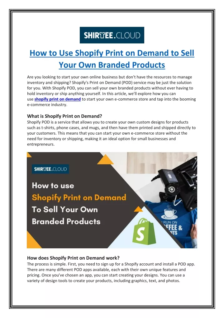 how to use shopify print on demand to sell your