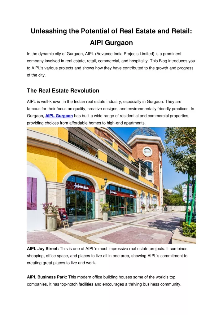 unleashing the potential of real estate and retail