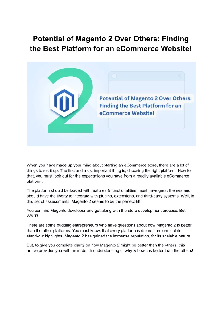 potential of magento 2 over others finding