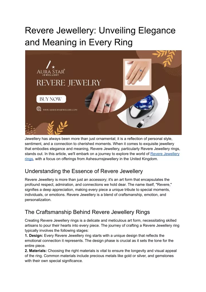 PPT - Revere Jewellery_ Unveiling Elegance and Meaning in Every Ring 