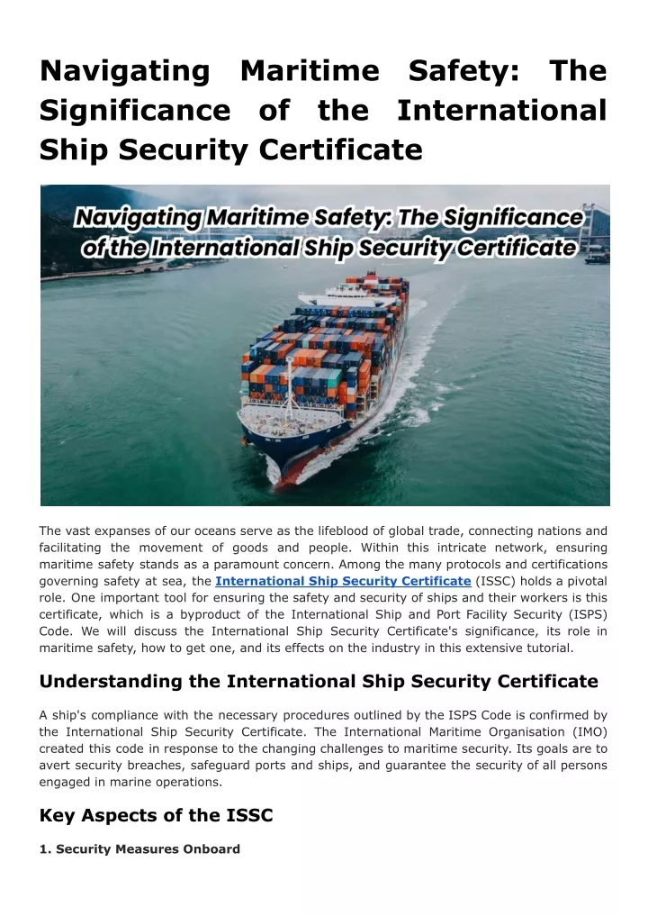 navigating significance ship security certificate