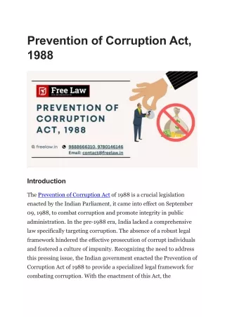 revention of Corruption Act, 1988
