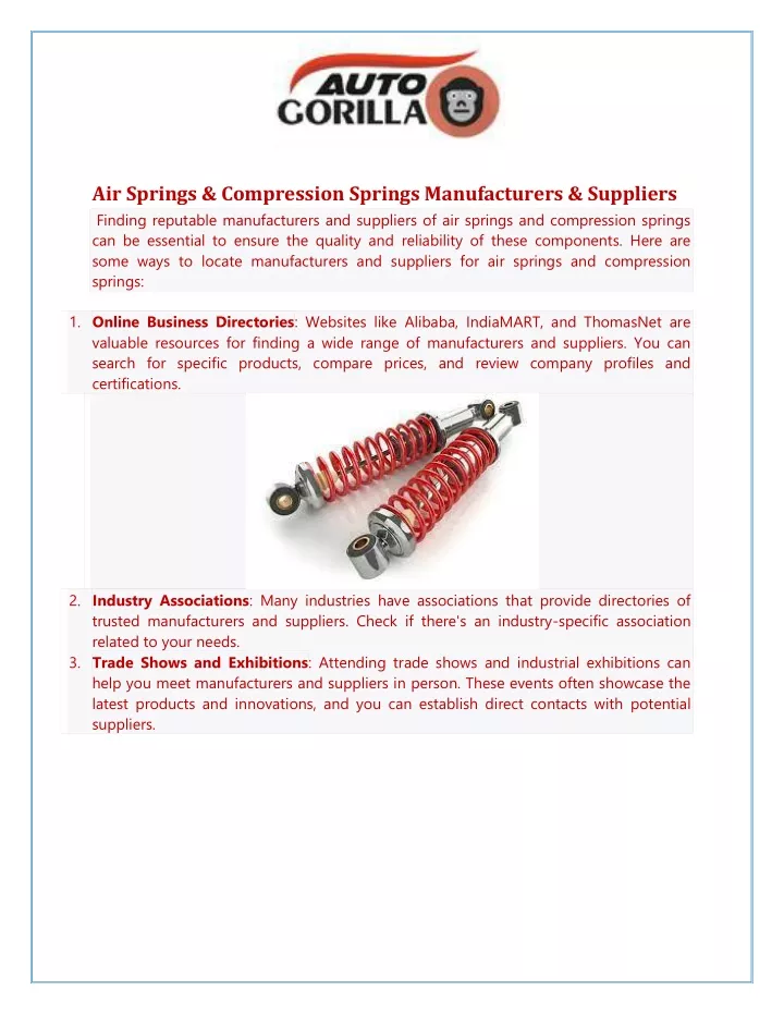 air springs compression springs manufacturers