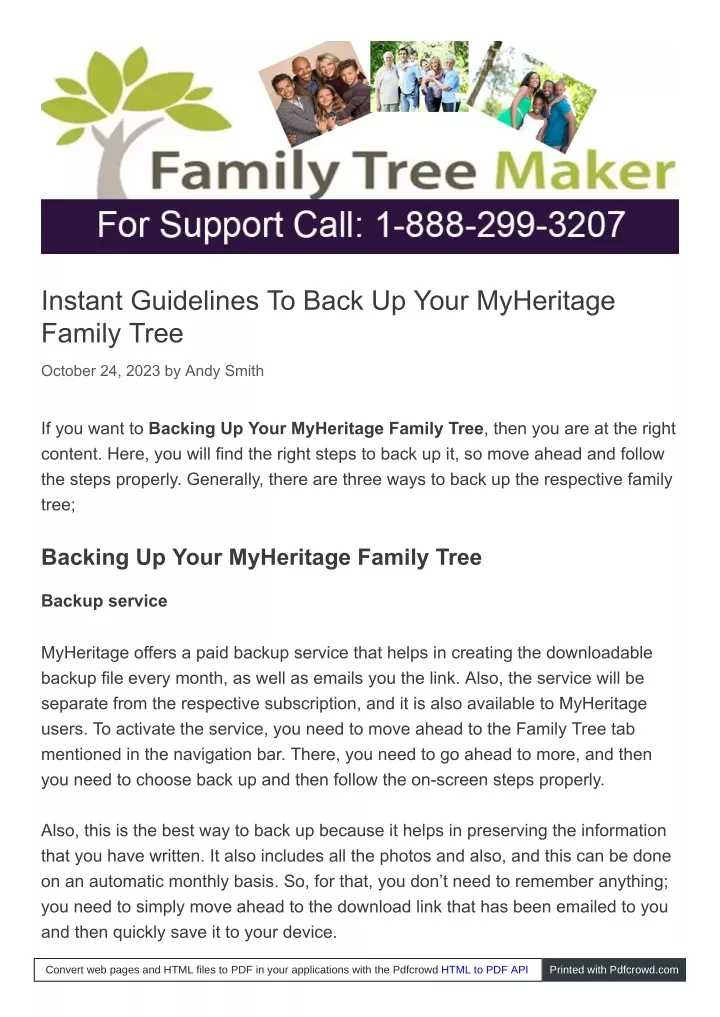 instant guidelines to back up your myheritage