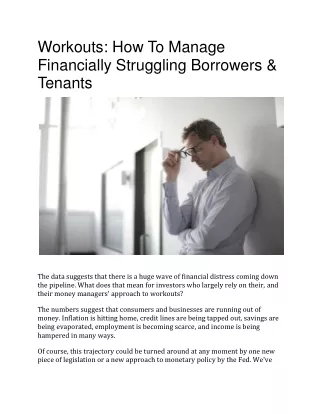 Workouts- How To Manage Financially Struggling Borrowers & Tenants