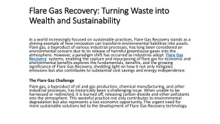 Flare Gas Recovery