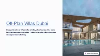 Off Plan Villas Dubai: Your Gateway to Luxurious Living