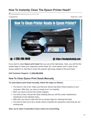 how to instantly clean the epson printer head