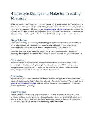 4 Lifestyle Changes to Make for Treating Migraine