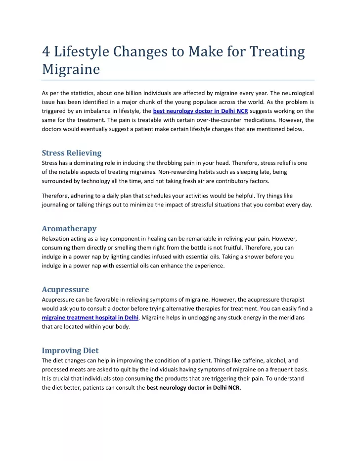 4 lifestyle changes to make for treating migraine