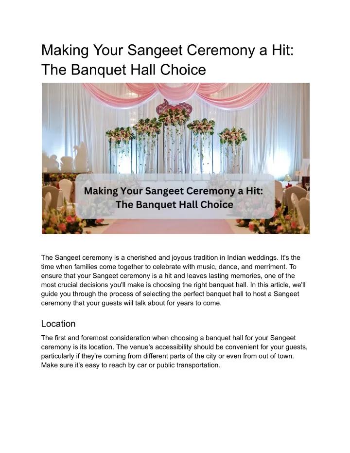 making your sangeet ceremony a hit the banquet