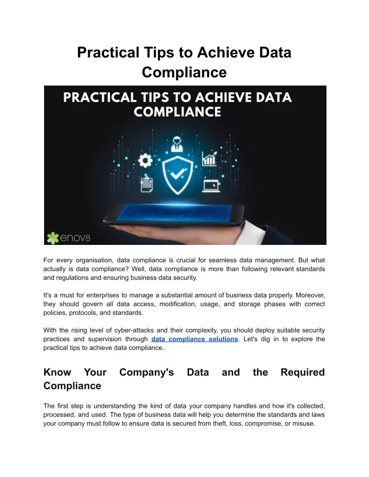 practical tips to achieve data compliance