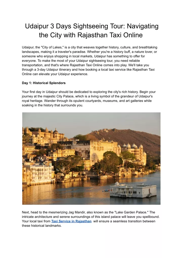 udaipur 3 days sightseeing tour navigating