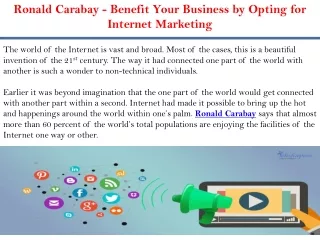 ronald carabay benefit your business by opting