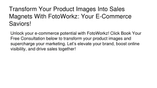 FotoWorkz Transform Your Product Images Into Sales Magnets