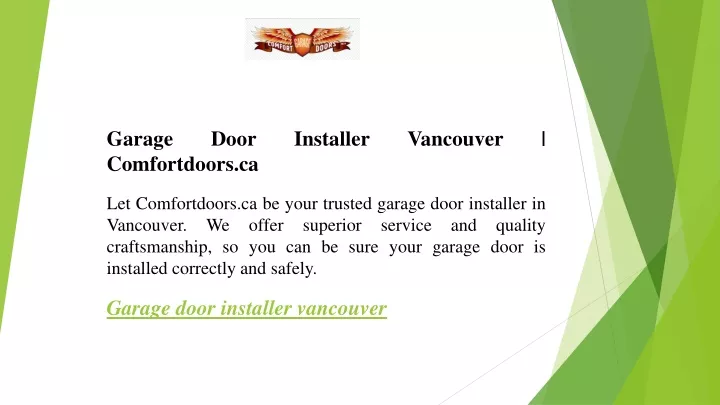 garage door installer vancouver comfortdoors