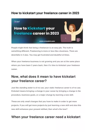 How to kickstart your freelance career in 2023