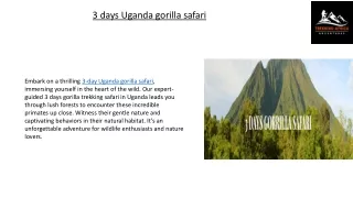 3 days Uganda gorilla safari