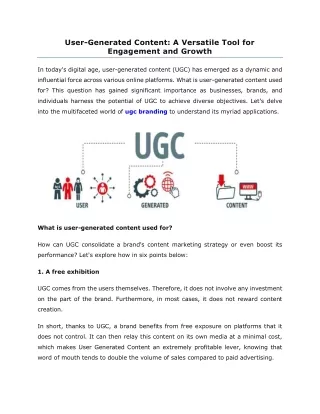 user generated content a versatile tool