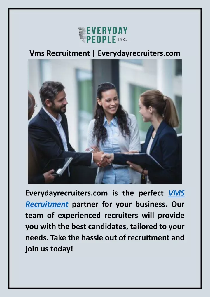 vms recruitment everydayrecruiters com