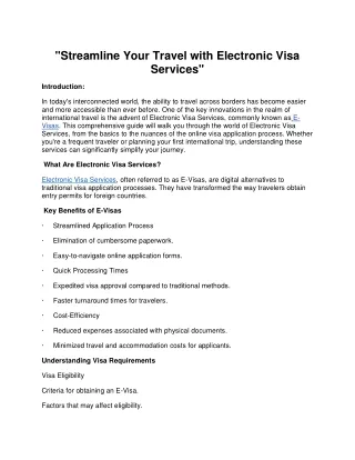 Electronic Visa Services