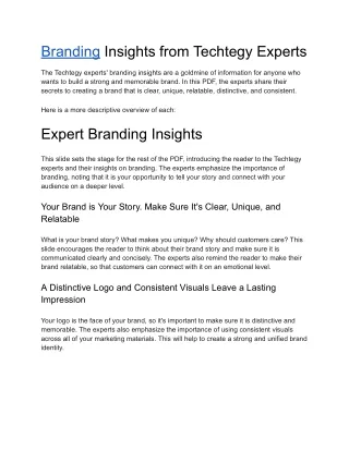 Branding Insights from Techtegy Experts