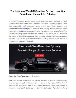 Chauffeur Airport Corporate Transfer Services in Sydney