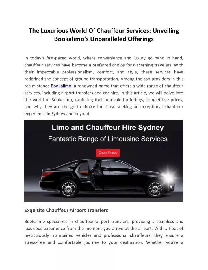 the luxurious world of chauffeur services