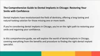 The Comprehensive Guide to Dental Implants in Chicago - Restoring Your Smile with Confidence