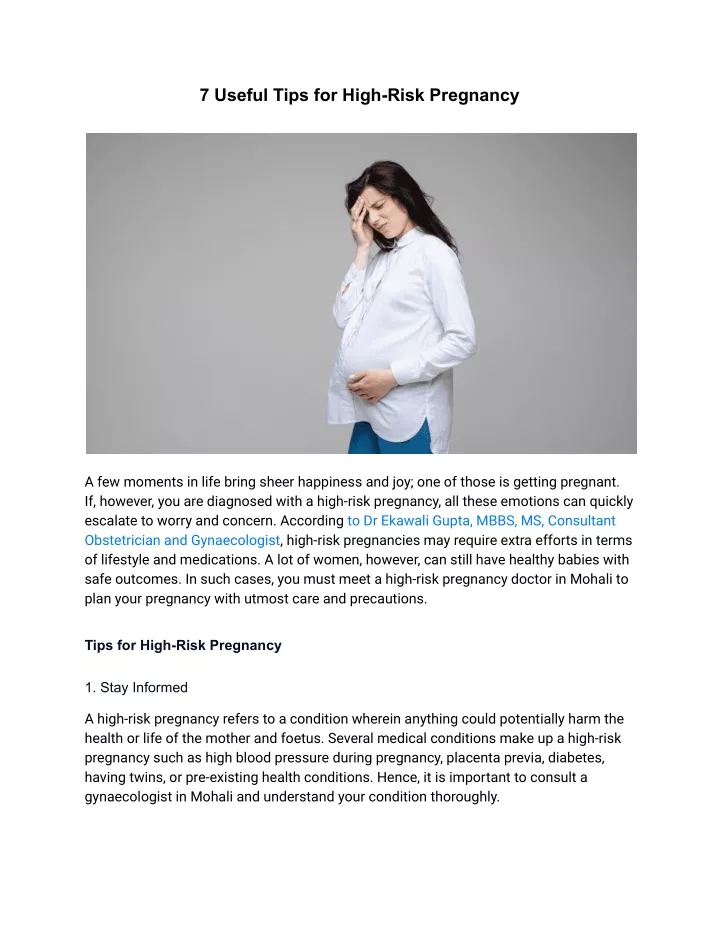 7 useful tips for high risk pregnancy