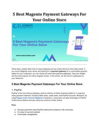 5 best magento payment gateways for your online