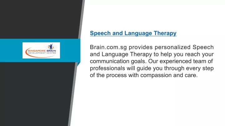 speech and language therapy