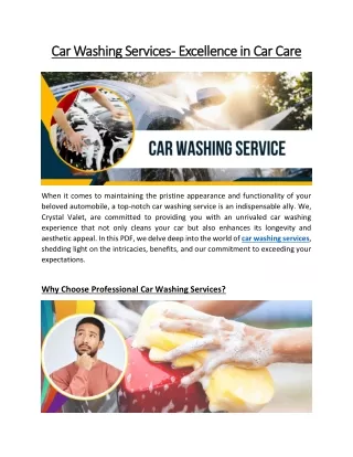 Car Washing Services - Excellence in Car Care